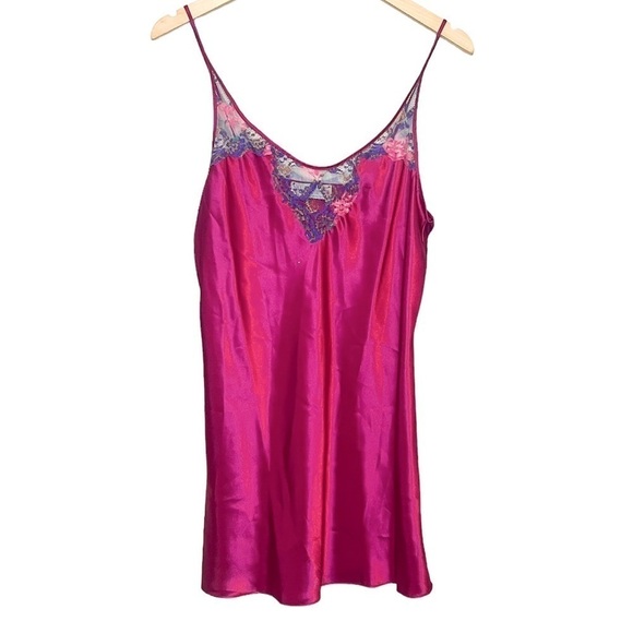 Val Mode Vintage Lingerie Satin Slip with Floral Lace M/L - Picture 1 of 6